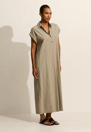 Sleeveless Stripe Djellaba - Sage Stripe - Matteau